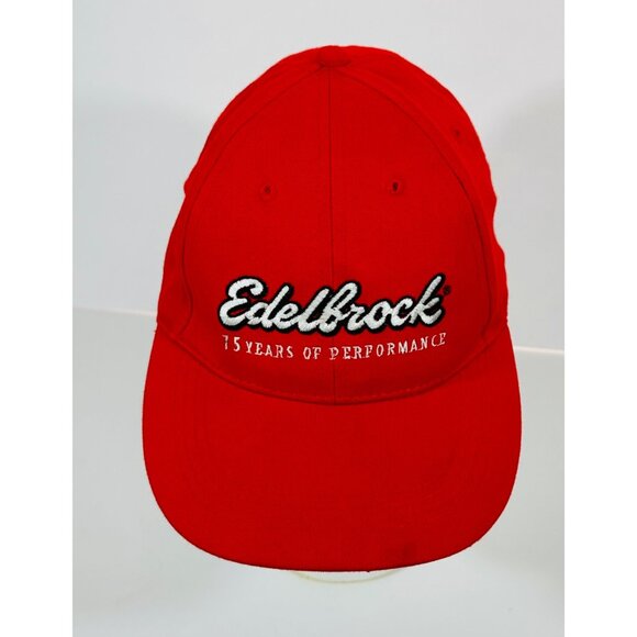 Edelbrock Carburetors Red Baseball Hat Cap 75 Years Of Performance Adjustable - Picture 3 of 11